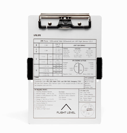 Flight Level; VFR/IFR; Pilot Kneeboard; with Notepad; Includes Two Adjustable Straps