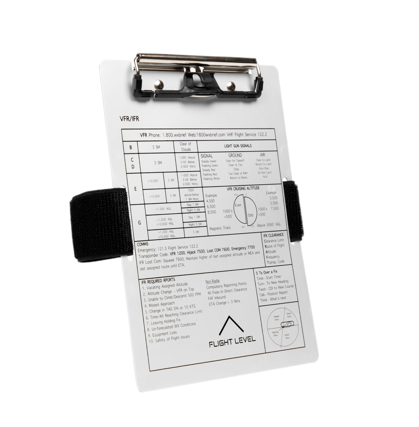 Flight Level; VFR/IFR; Pilot Kneeboard; with Notepad; Includes Two Adjustable Straps